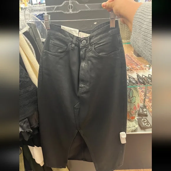 3x1 Coated Charcoal Midi Skirt - Picture 3 of 4